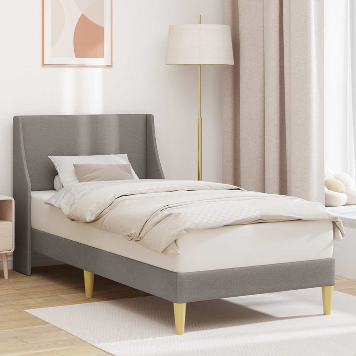 Sengestel Ensfarvet med hovedgærde Gråbrun 90 x 190 cm Stof