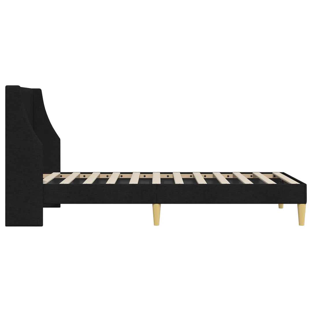 Sengestel Ensfarvet med hovedgærde Sort 90 x 200 cm Stof