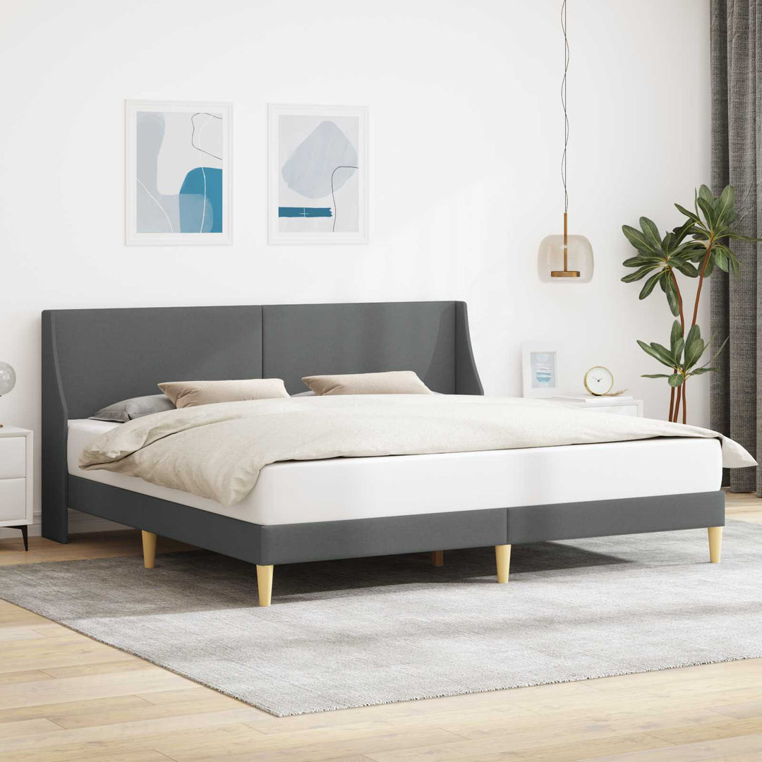 Sengestel med hovedgærde Mørkegrå 183 x 213 cm Stof