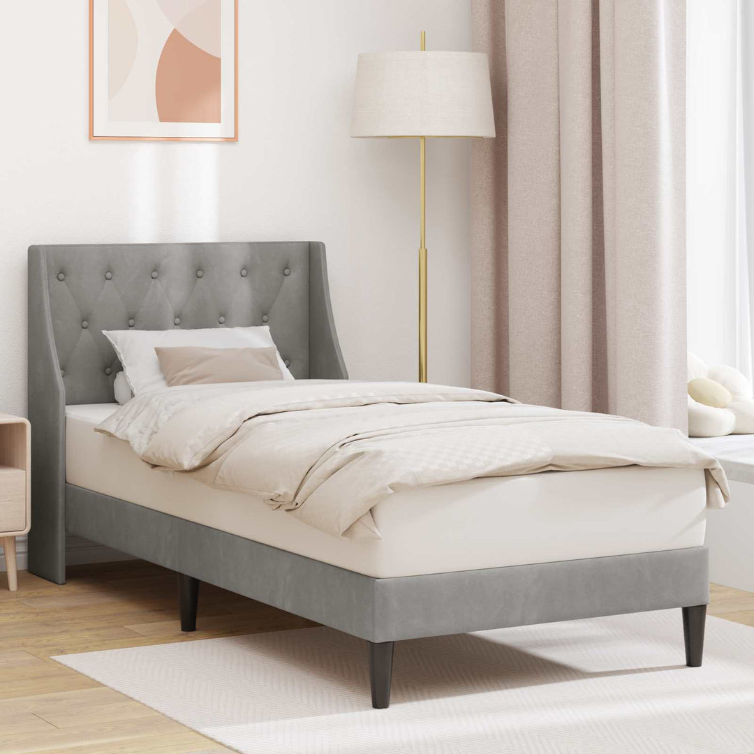 Sengestel med hovedgærde Lysegrå 80 x 200 cm Fløjl