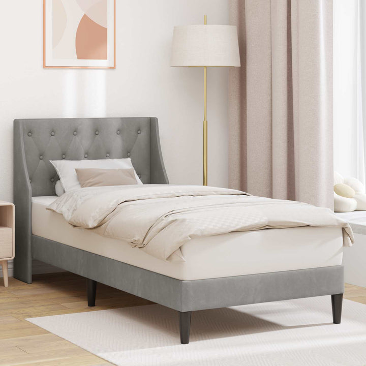 Sengestel med hovedgærde Lysegrå 80 x 200 cm Fløjl