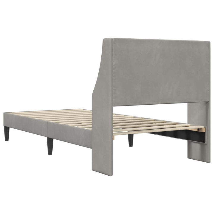Sengestel med hovedgærde Lysegrå 80 x 200 cm Fløjl