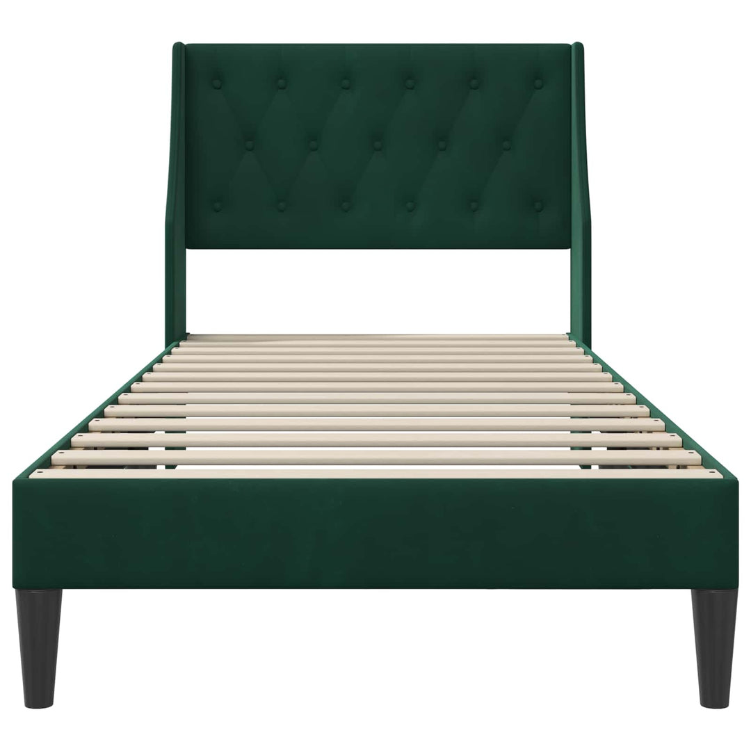 Sengestel med hovedgærde Mørkegrøn 80 x 200 cm Fløjl