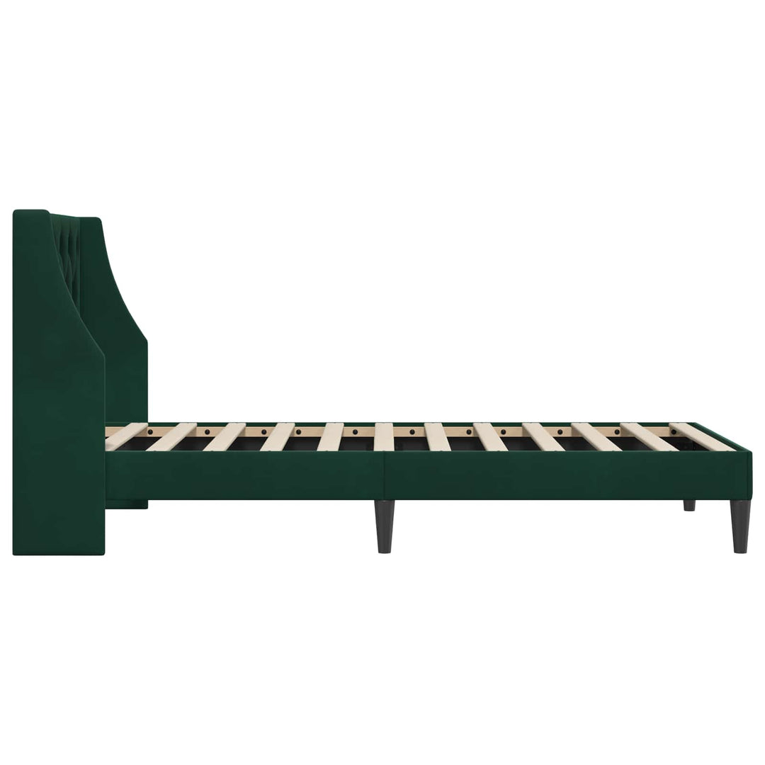 Sengestel med hovedgærde Mørkegrøn 90 x 190 cm Fløjl