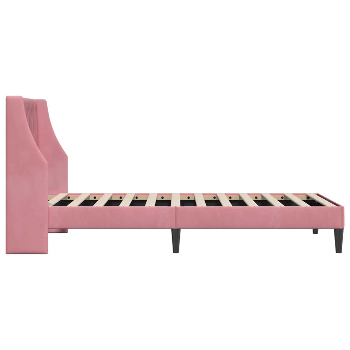 Sengestel med hovedgærde Lyserød 90 x 200 cm Fløjl