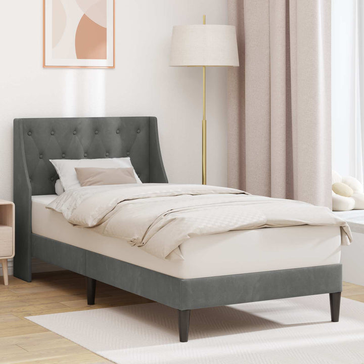 Sengestel med hovedgærde Mørkegrå 100 x 200 cm Fløjl