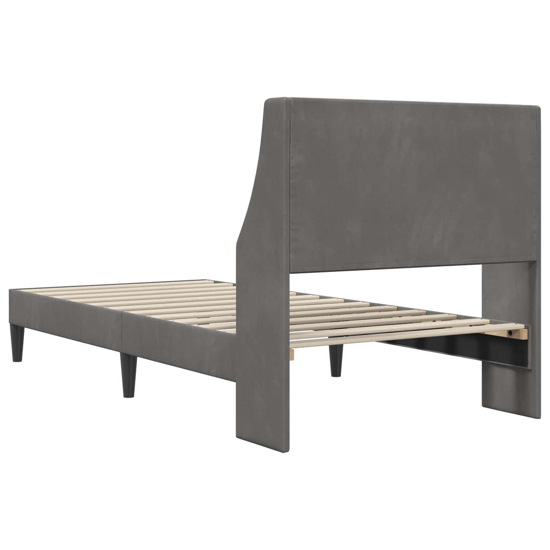 Sengestel med hovedgærde Mørkegrå 100 x 200 cm Fløjl