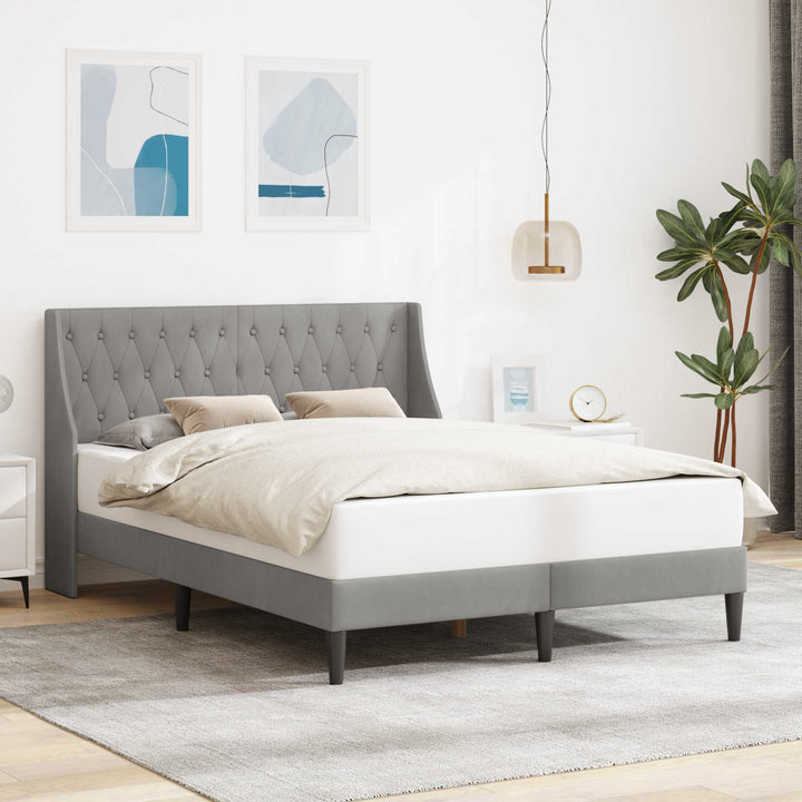 Sengestel med hovedgærde Lysegrå 120 x 200 cm Fløjl