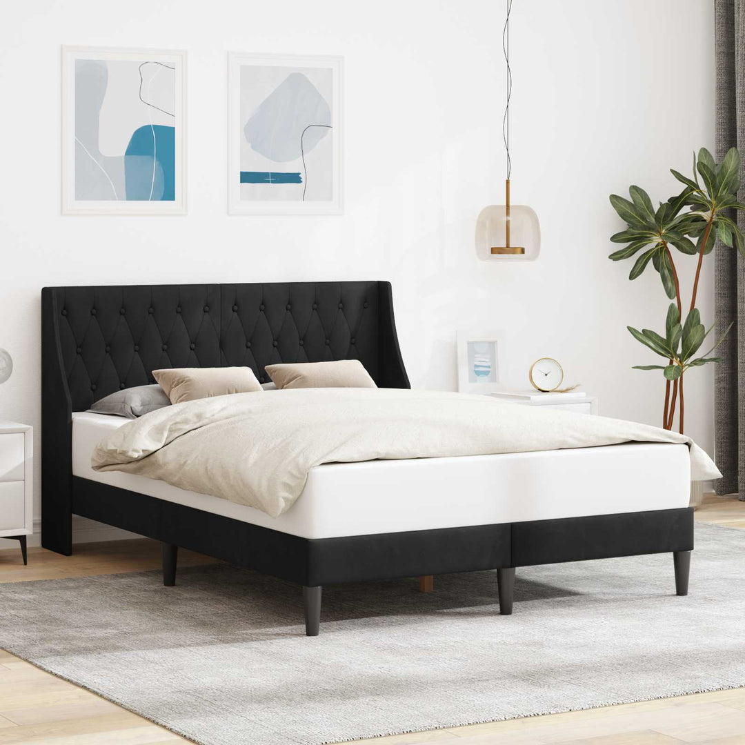 Sengestel med hovedgærde Sort 120 x 200 cm Fløjl
