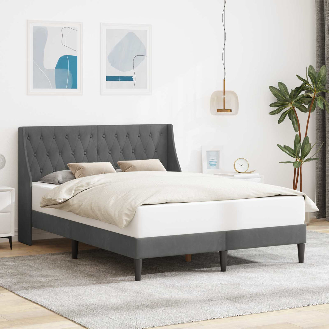 Sengestel med hovedgærde Mørkegrå 140 x 190 cm Fløjl