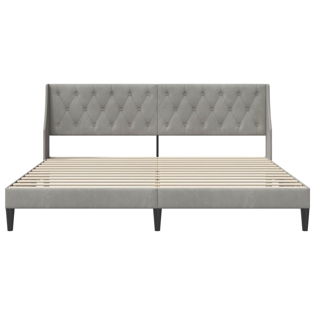 Sengestel med hovedgærde Lysegrå 200 x 200 cm Fløjl