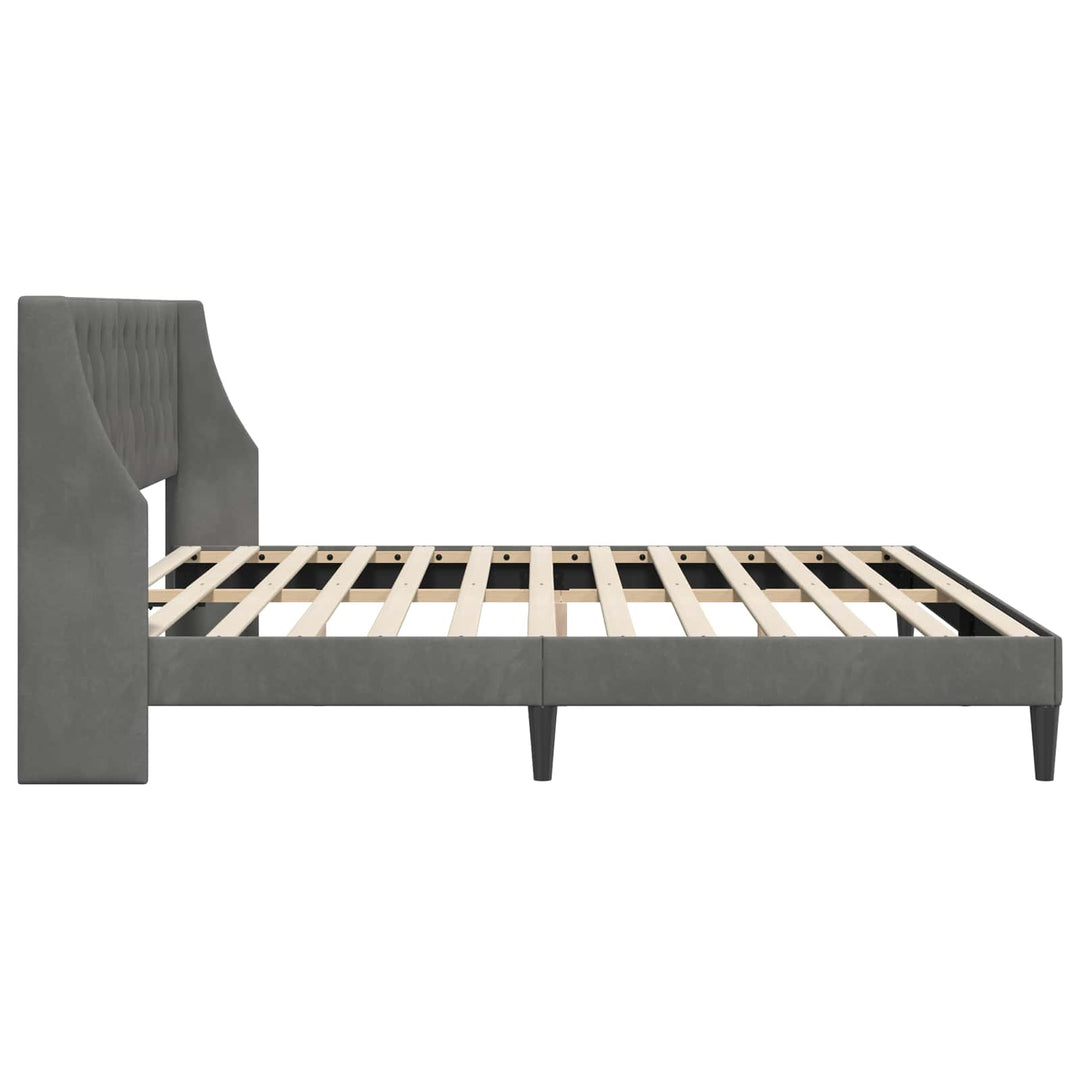Sengestel med hovedgærde Mørkegrå 200 x 200 cm Fløjl