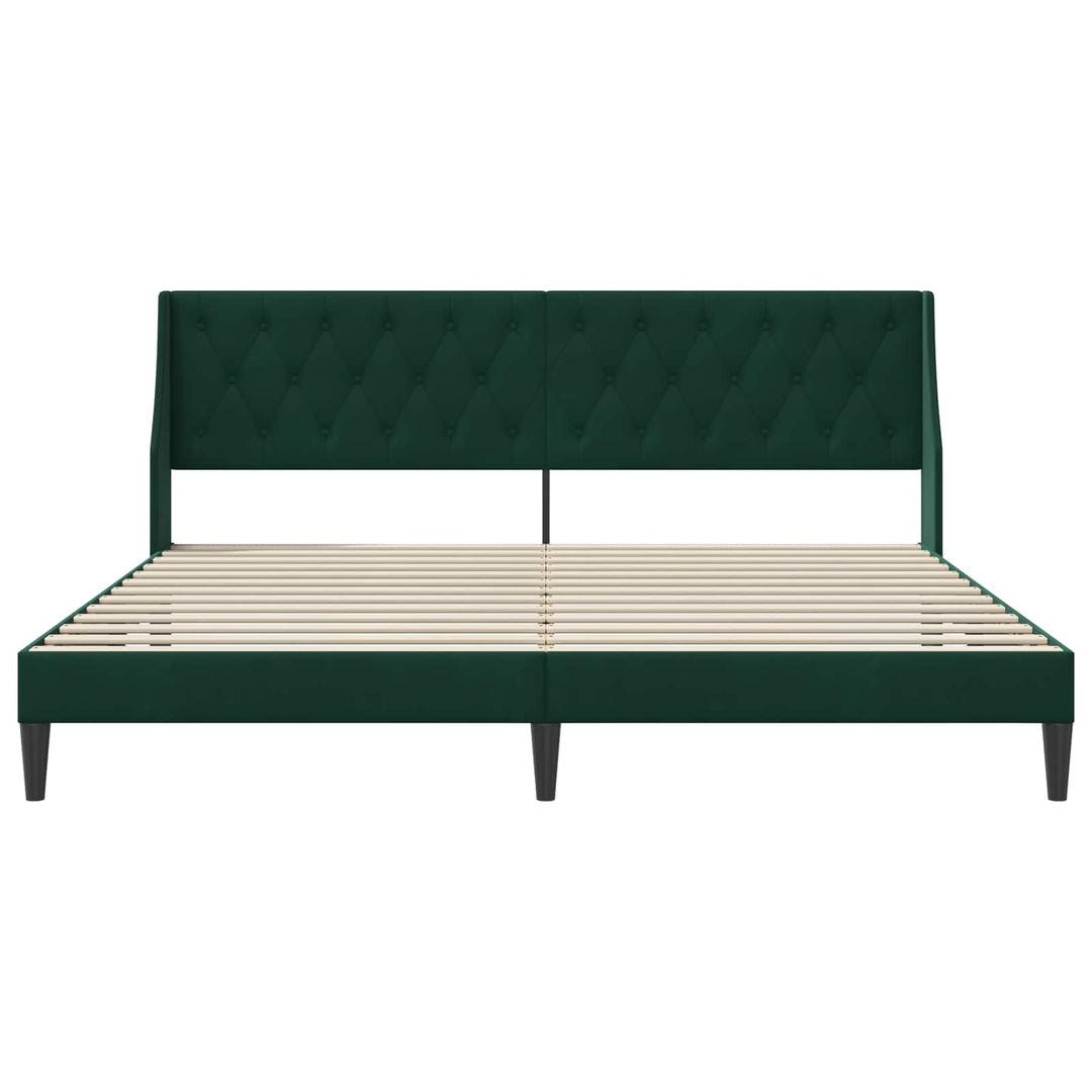 Sengestel med hovedgærde Mørkegrøn 200 x 200 cm Fløjl