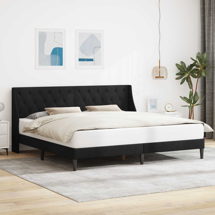 Sengestel med hovedgærde Sort 200 x 200 cm Fløjl