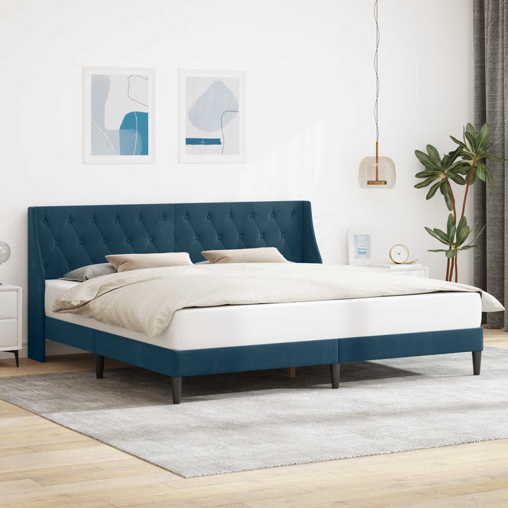 Sengestel med hovedgærde Blå 200 x 200 cm Fløjl