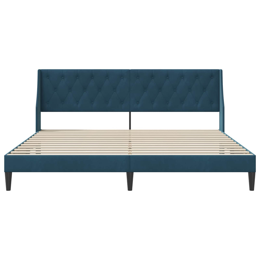 Sengestel med hovedgærde Blå 200 x 200 cm Fløjl