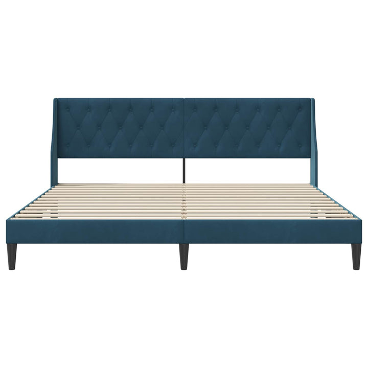 Sengestel med hovedgærde Blå 200 x 200 cm Fløjl