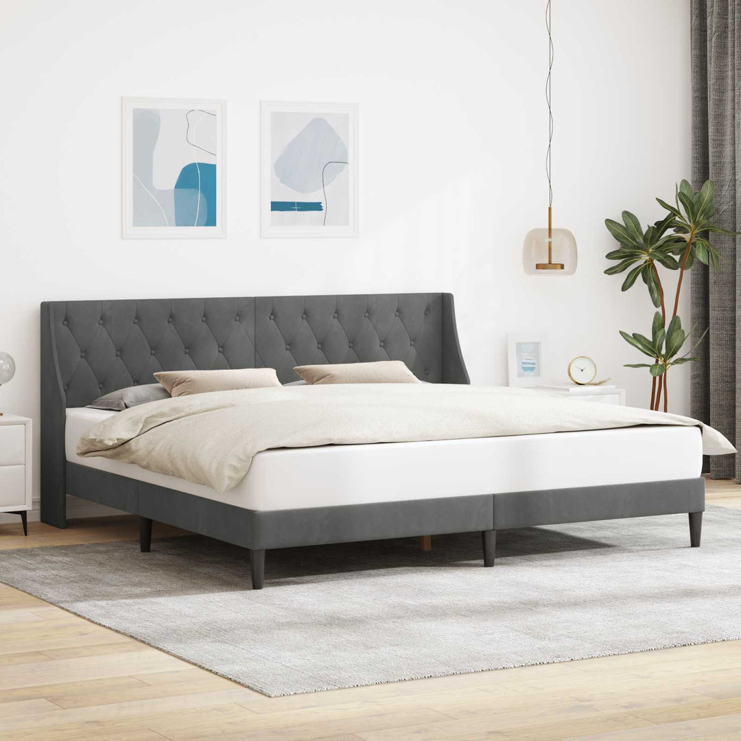 Sengestel med hovedgærde Mørkegrå 193 x 203 cm Fløjl