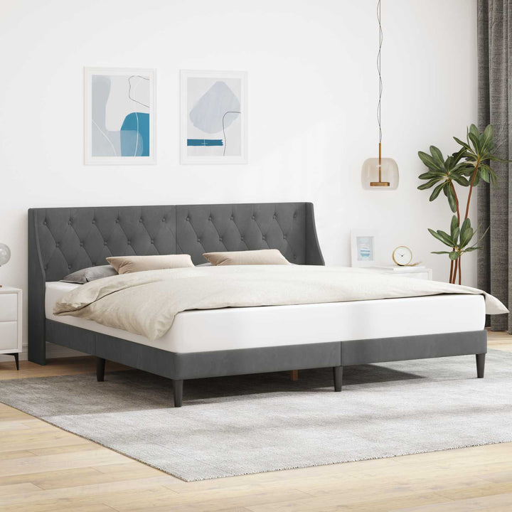 Sengestel med hovedgærde Mørkegrå 193 x 203 cm Fløjl