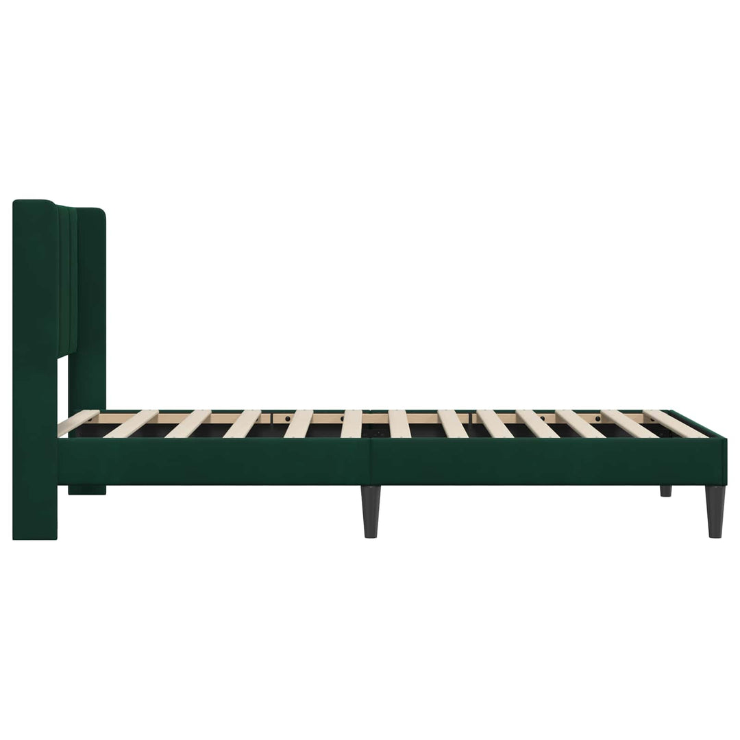 Sengestel med hovedgærde Mørkegrøn 90 x 190 cm Fløjl
