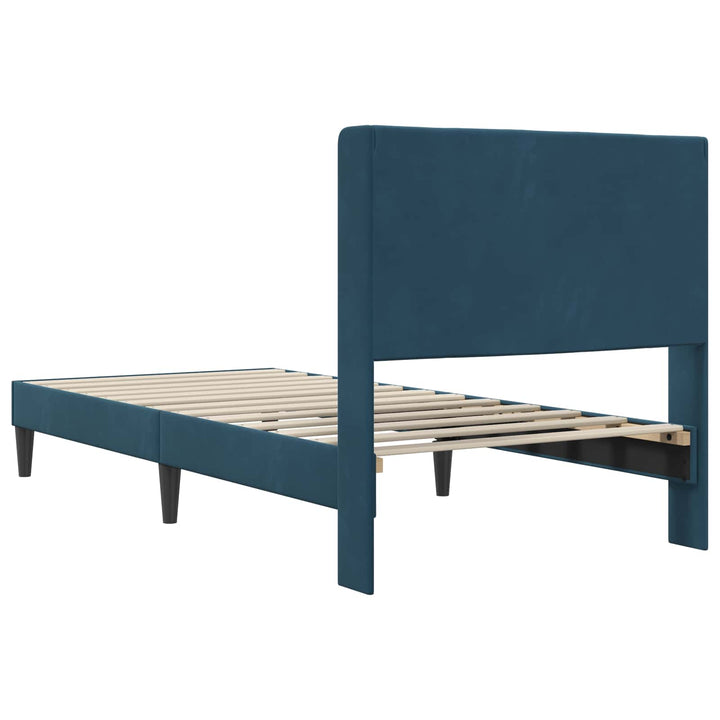 Sengestel med hovedgærde Blå 90 x 190 cm Fløjl