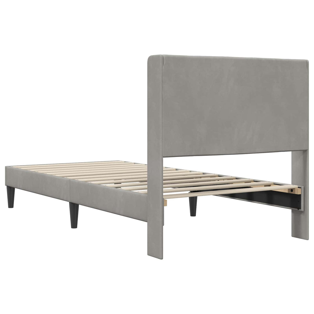 Sengestel med hovedgærde Lysegrå 90 x 200 cm Fløjl