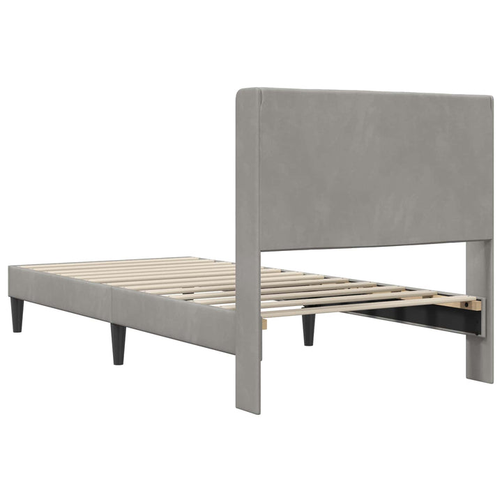 Sengestel med hovedgærde Lysegrå 90 x 200 cm Fløjl