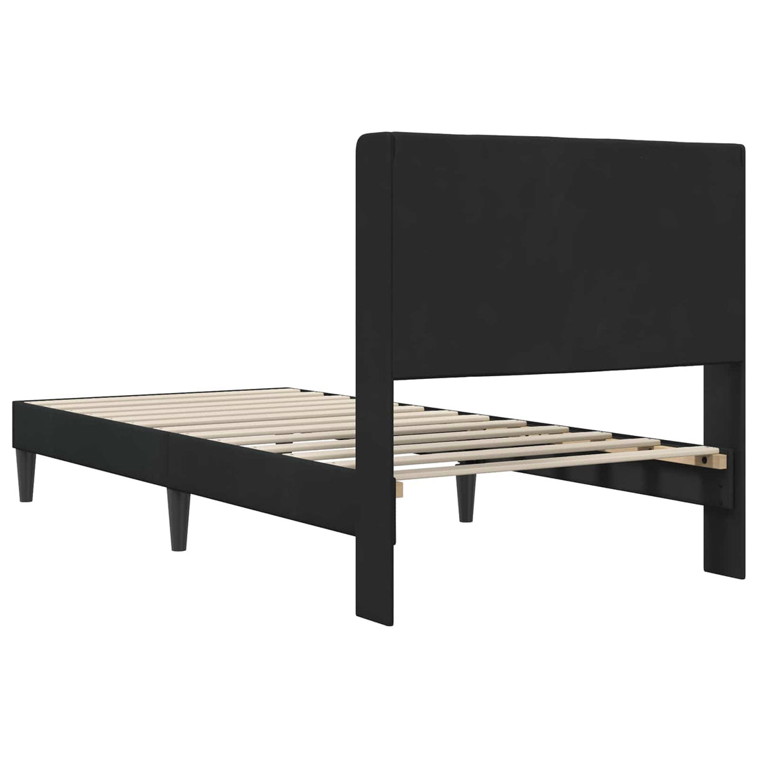 Sengestel med hovedgærde Sort 90 x 200 cm Fløjl