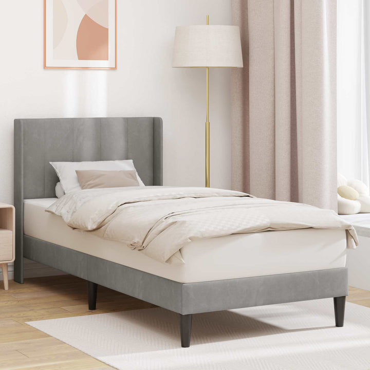Sengestel med hovedgærde Lysegrå 100 x 200 cm Fløjl