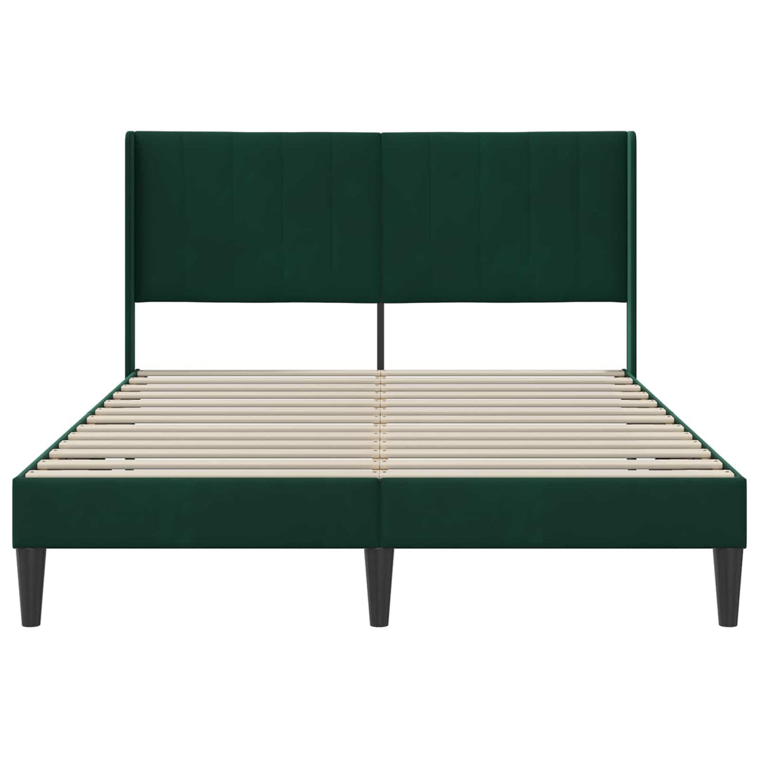 Sengestel med hovedgærde Mørkegrøn 120 x 190 cm Fløjl