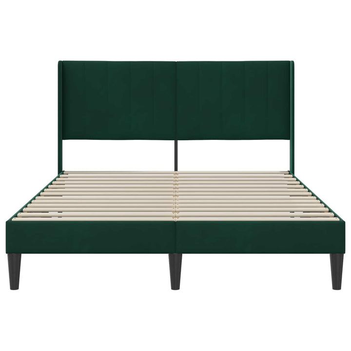Sengestel med hovedgærde Mørkegrøn 140 x 190 cm Fløjl