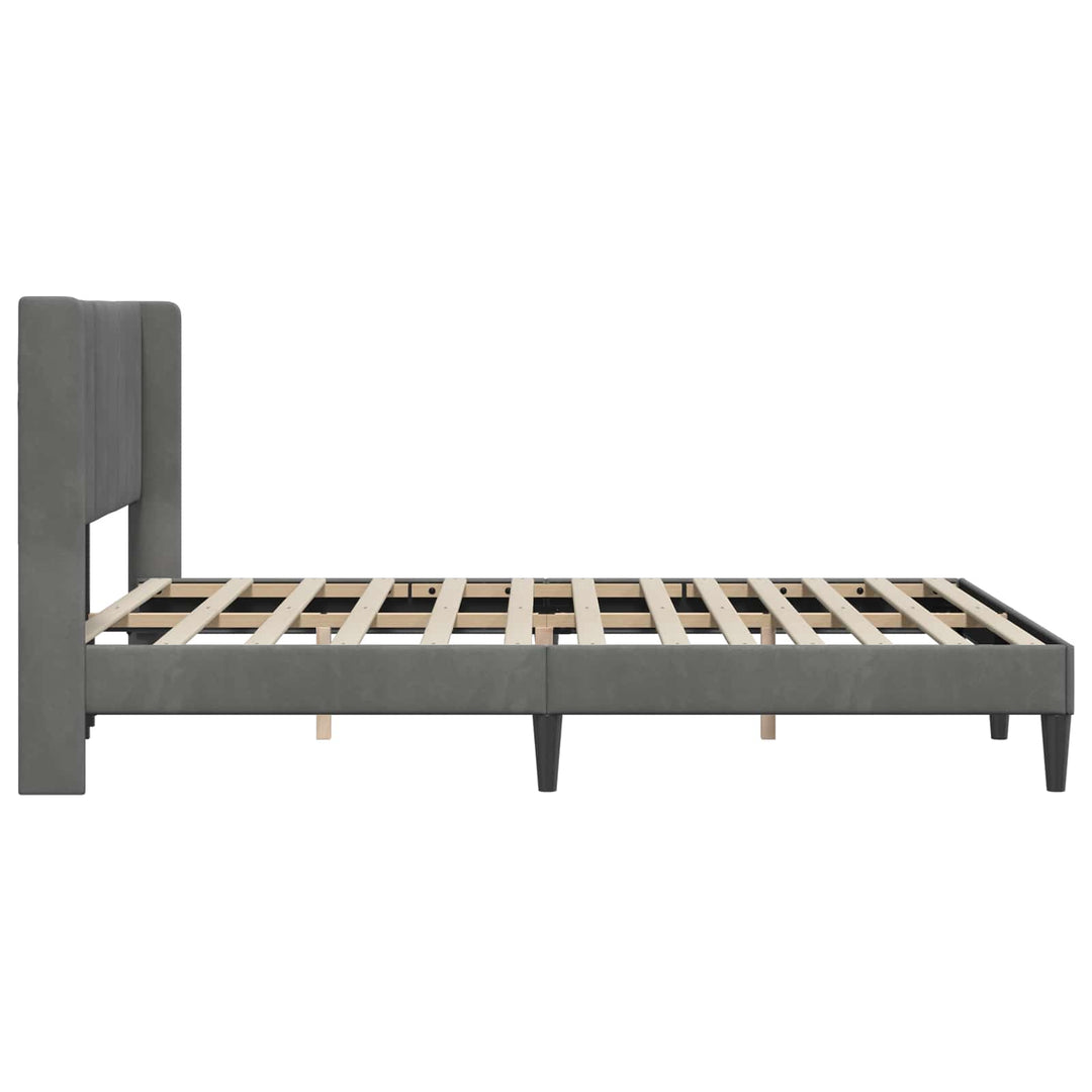 Sengestel med hovedgærde Mørkegrå 160 x 200 cm Fløjl