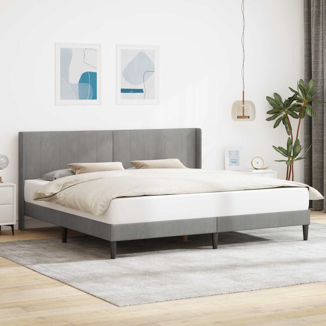 Sengestel med hovedgærde Lysegrå 180 x 200 cm Fløjl