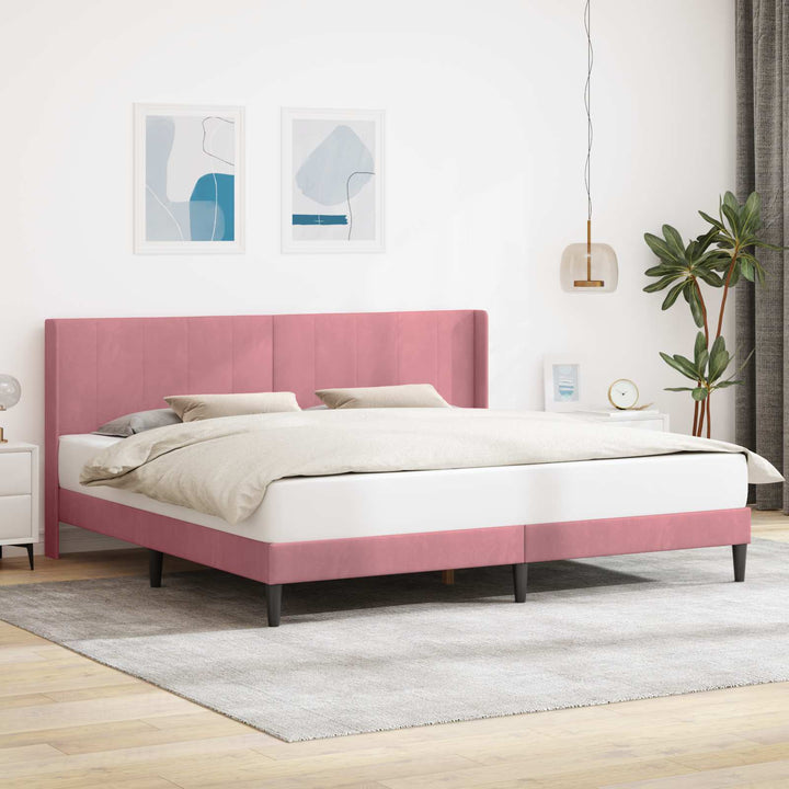 Sengestel med hovedgærde Lyserød 180 x 200 cm Fløjl