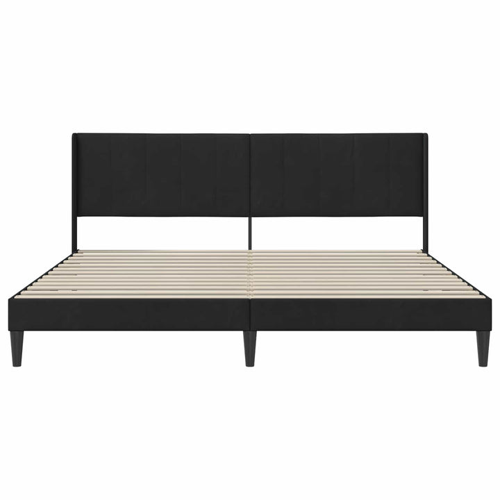 Sengestel med hovedgærde Sort 180 x 200 cm Fløjl