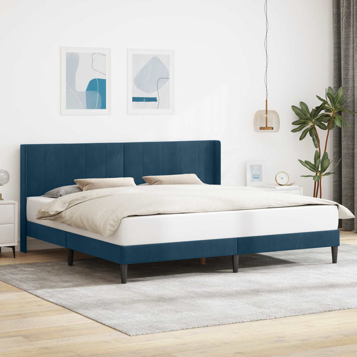 Sengestel med hovedgærde Blå 180 x 200 cm Fløjl