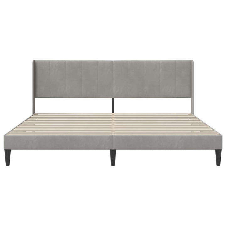 Sengestel med hovedgærde Lysegrå 200 x 200 cm Fløjl