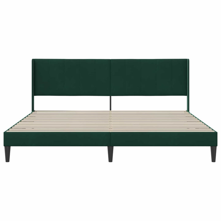 Sengestel med hovedgærde Mørkegrøn 200 x 200 cm Fløjl