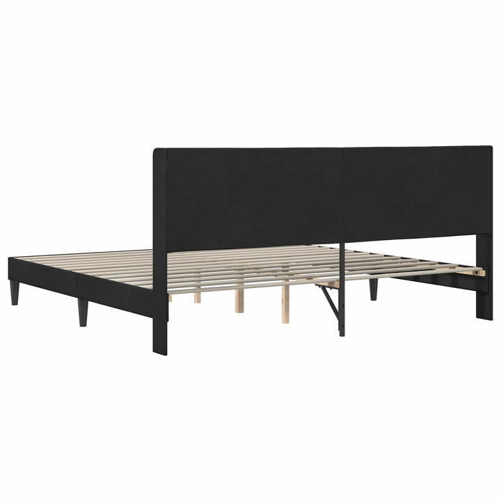 Sengestel med hovedgærde Sort 200 x 200 cm Fløjl