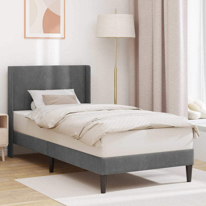 Sengestel med hovedgærde Mørkegrå 100 x 190 cm Fløjl