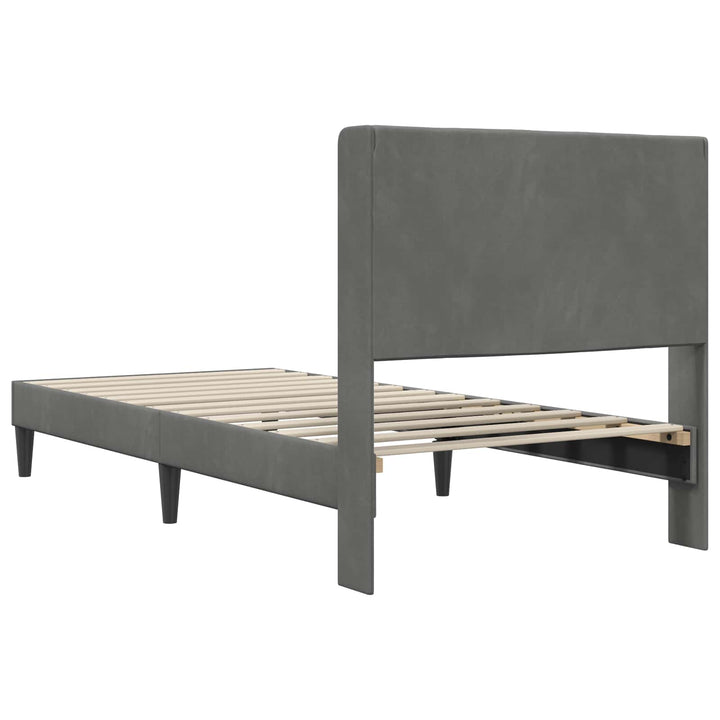 Sengestel med hovedgærde Mørkegrå 100 x 190 cm Fløjl