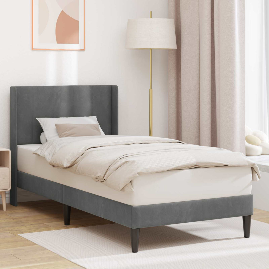 Sengestel med hovedgærde Mørkegrå 100 x 203 cm Fløjl