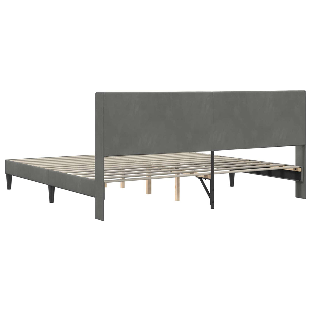 Sengestel med hovedgærde Mørkegrå 183 x 213 cm Fløjl