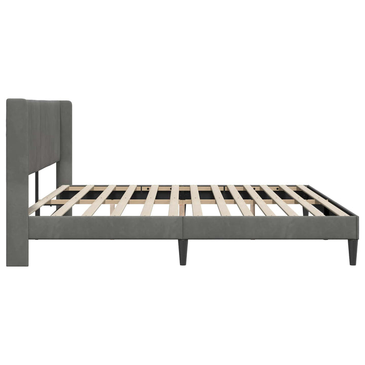 Sengestel med hovedgærde Mørkegrå 183 x 213 cm Fløjl