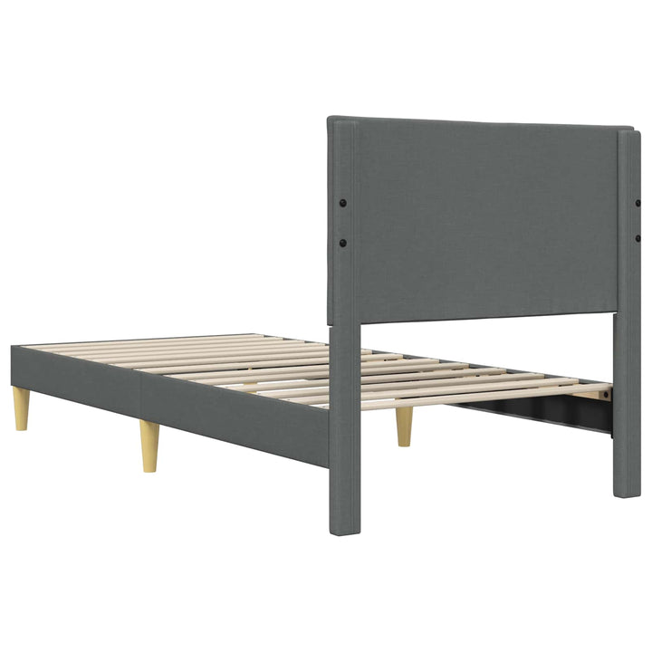 Sengestel med hovedgærde Mørkegrå 80 x 200 cm Stof