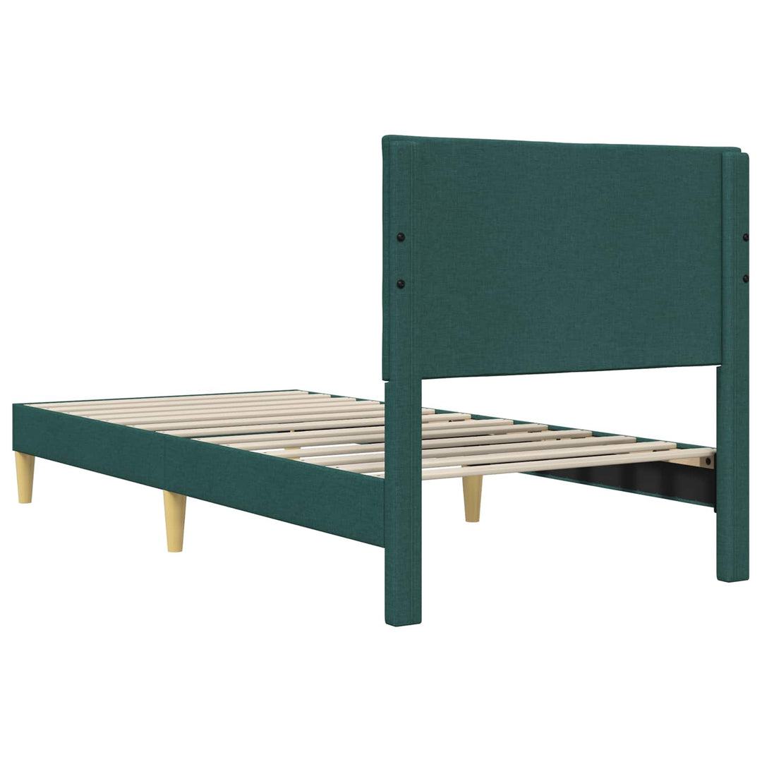 Sengestel med hovedgærde Mørkegrøn 90 x 200 cm Stof