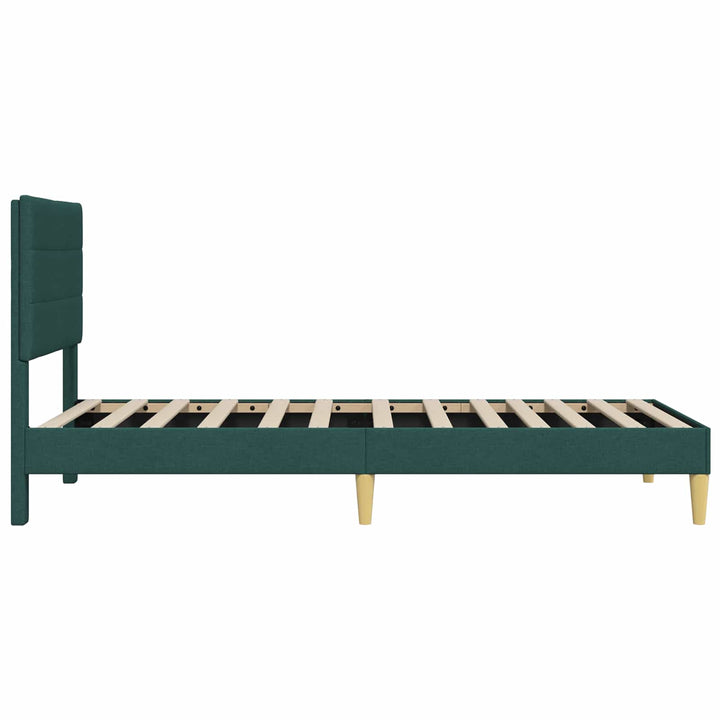 Sengestel med hovedgærde Mørkegrøn 90 x 200 cm Stof