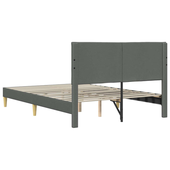 Sengestel med hovedgærde Mørkegrå 120 x 200 cm Stof