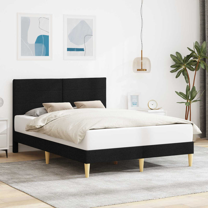 Sengestel med hovedgærde Sort 120 x 200 cm Stof