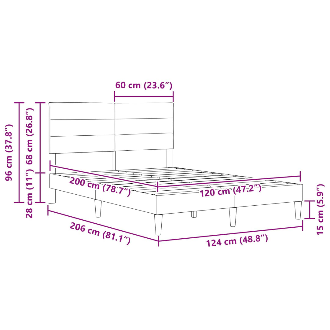 Sengestel med hovedgærde Sort 120 x 200 cm Stof